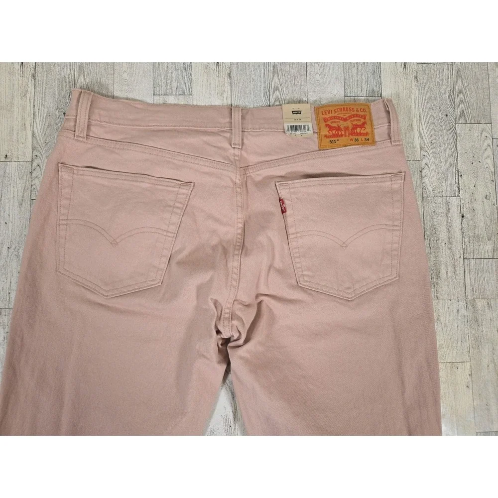 Levi's 511 Slim Mens Jeans 36x34 Pink Levi's Ease Sits Below Waist NEW